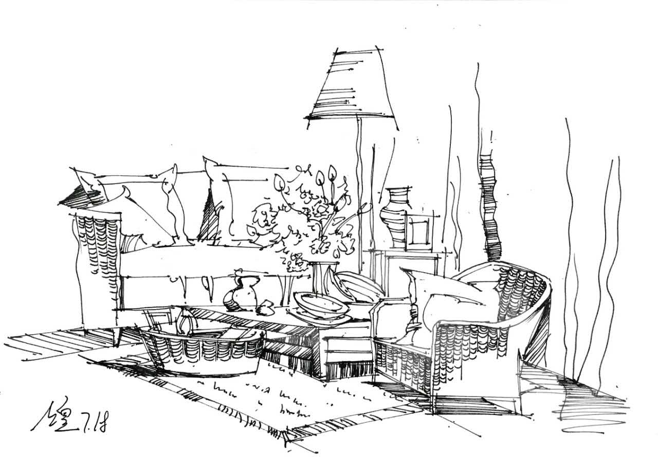 从线稿到色彩 室内手绘家具的艺术与技巧